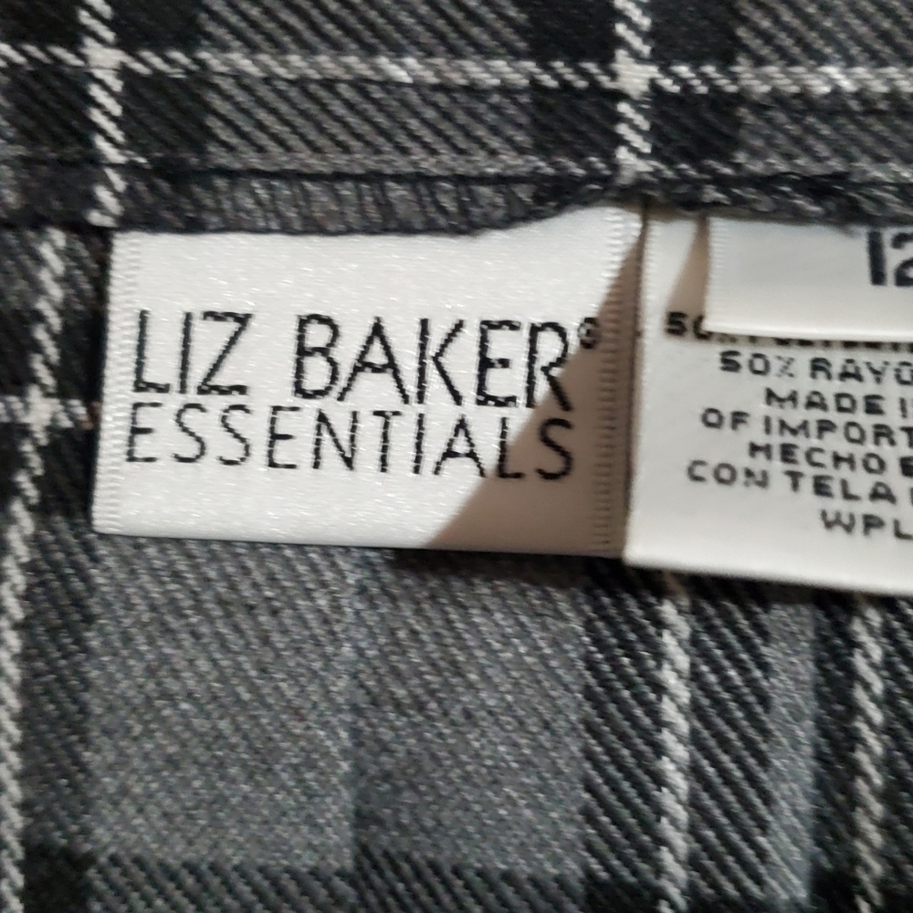 Liz Baker Vintage Classic Black, Gray and White Plaid  Pleated Skirt. Sz 12 - Picture 2 of 5